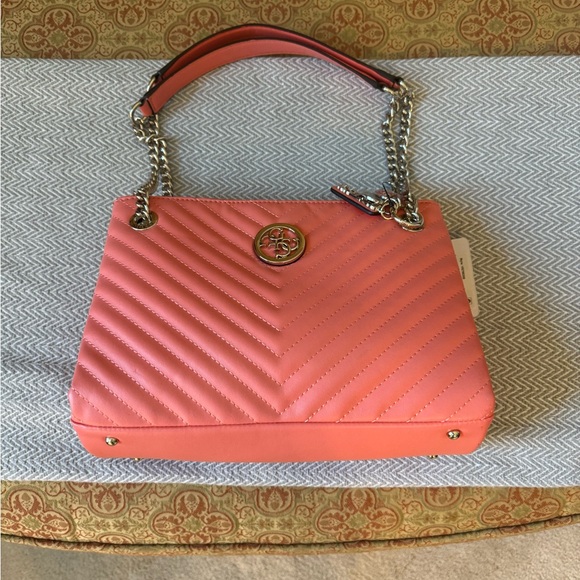 626-RITT Guess Shoulder Coral Blakely Status Luxe NWT Gold Hardware Satchel - Picture 5 of 16